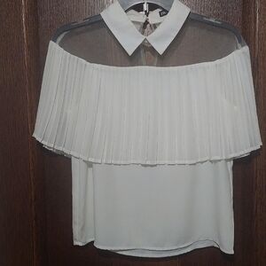 Ina Cream Off-Shoulder Pleated Blouse